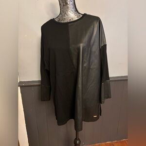 Jones New York XL Black Faux Leather Women's Top